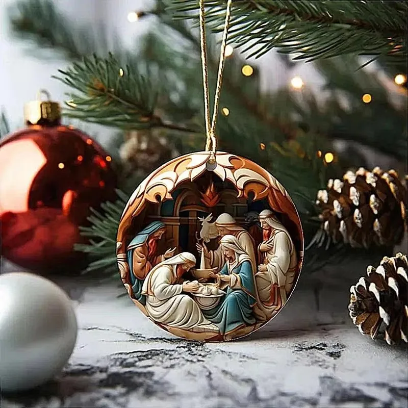 flat Jesus Nativity Scene Ornament Nativity Christmas Christian Tree Ornament The Birth Of Jesus Decor Religious Decor For Home