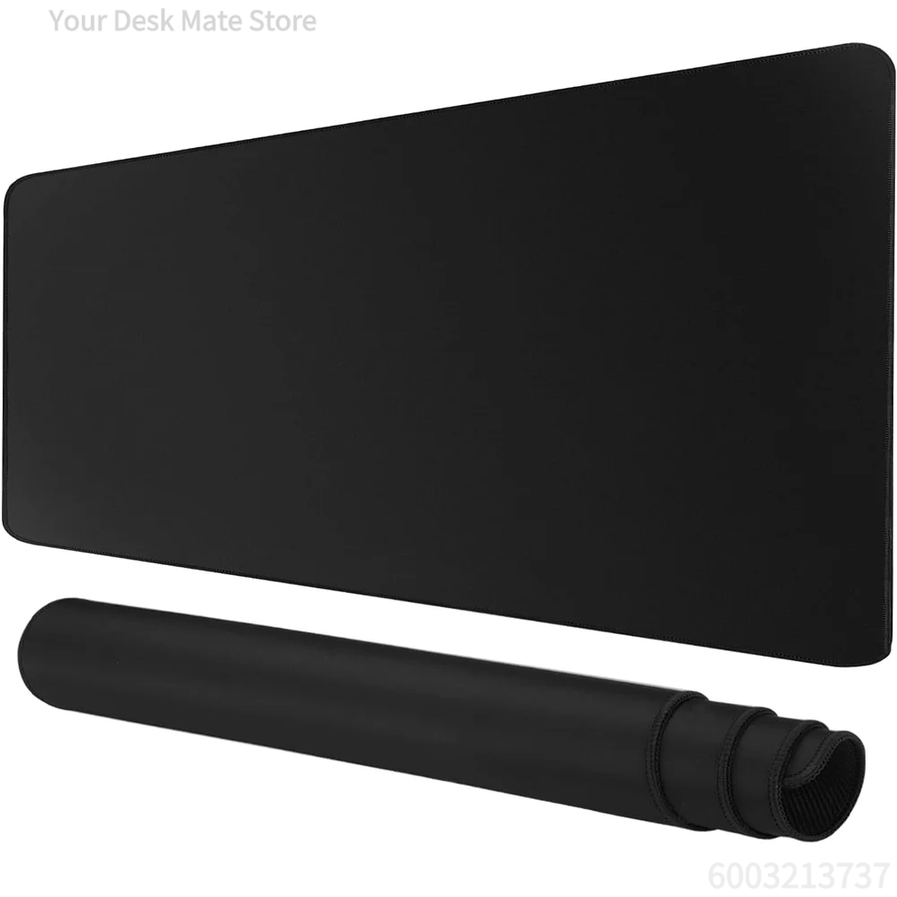 Tapis de souris noir de haute qualité, grand format, antidérapant, durable, avec bords cousus, pour bureau, tapis de jeu, tapis souris