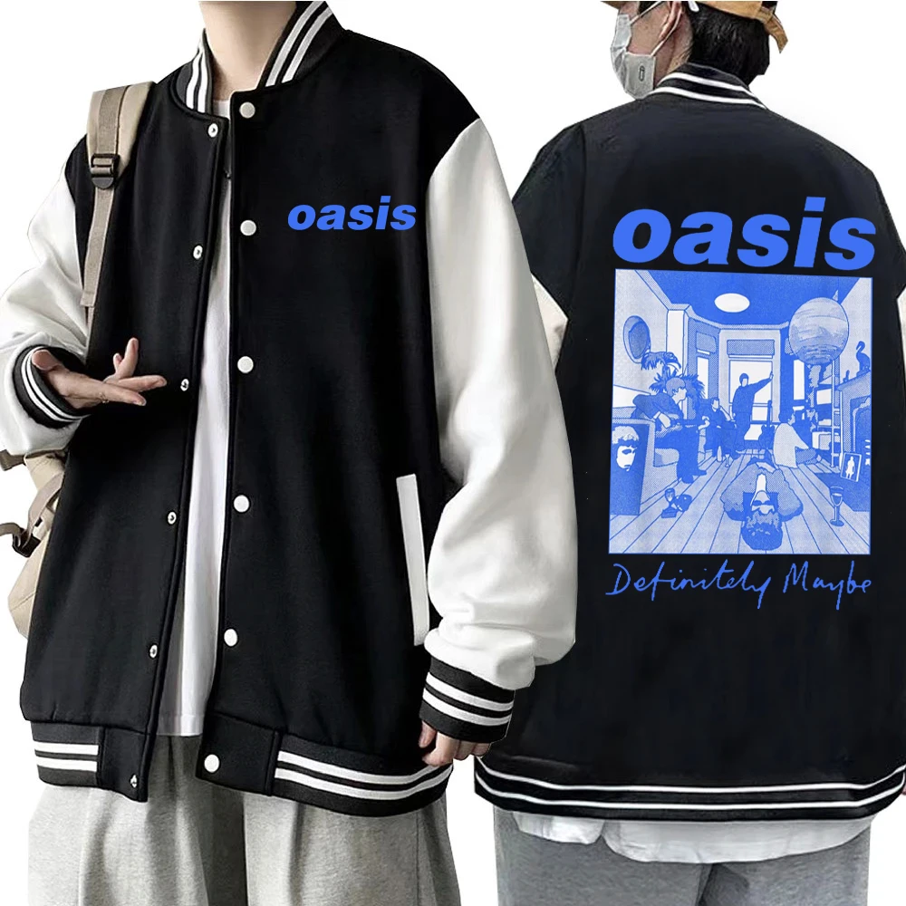 Oasis Definitely Maybe Baseball Uniform Women Men Hoodie Fan Gift Sweatshirts Unisex