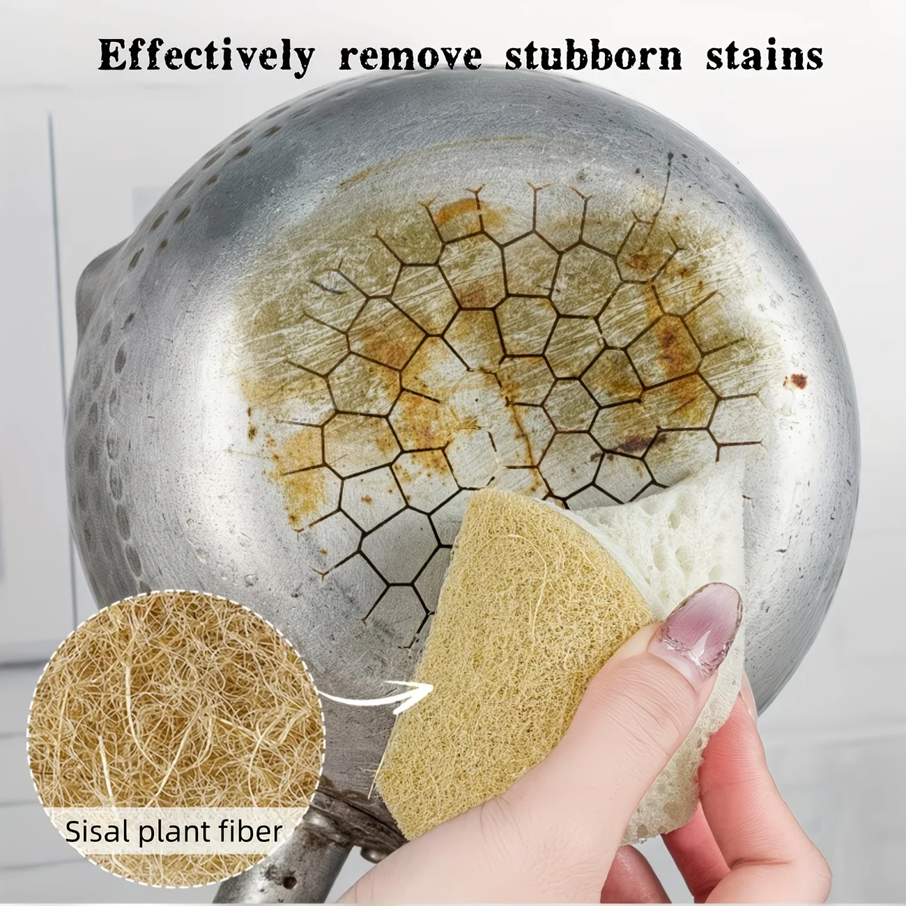 4-Piece Set of Kitchen Sponge, Made of Coconut Fiber Material and Sponge, Specifically Designed for Cleaning Kitchen Utensils