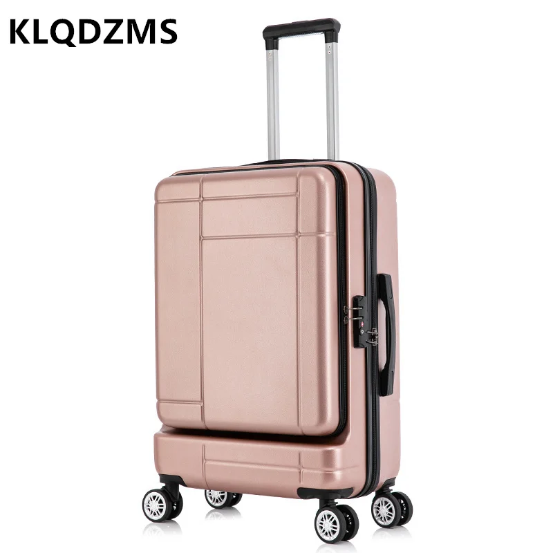 Klqdzms Rollende Bagage Vooropening Laptop Instap Case Abs Pc Trolley Case 20 "24 Inch Reistas Op Wielen Koffer