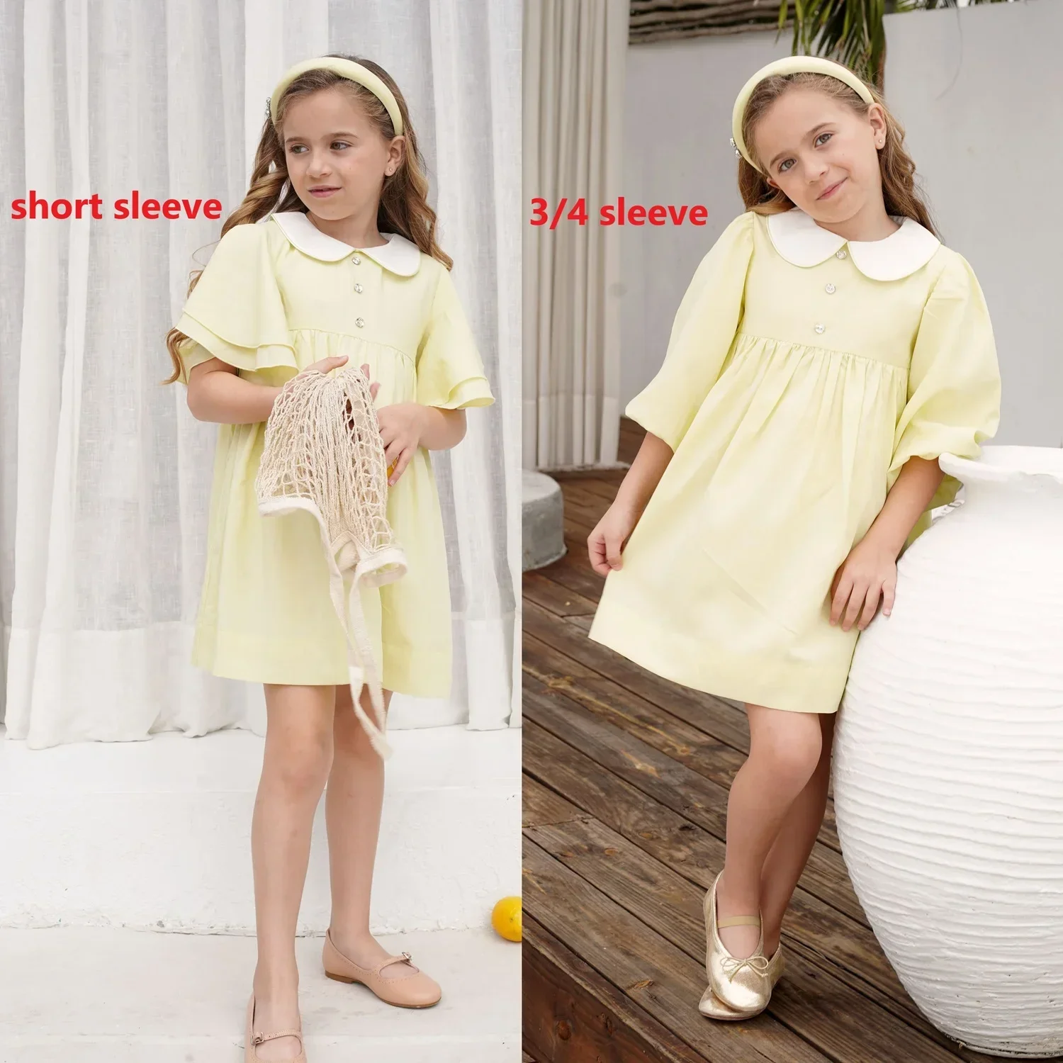 AP Buttercup Collection 2025SS Mädchenkleid, elegantes 2-teiliges Set für Kinder, süßer Baby-Strampler, gestricktes Polo, Jungen-Blazer-Shorts