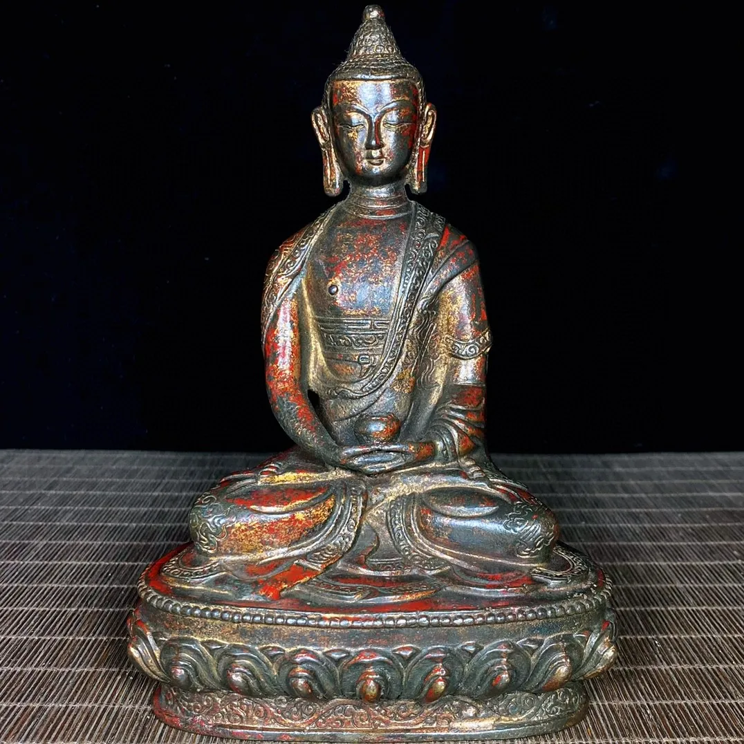 

Tibetan old mud gold pure copper Shakyamuni Buddha statue ornaments, home Buddhist hall supplies collection miscellaneous