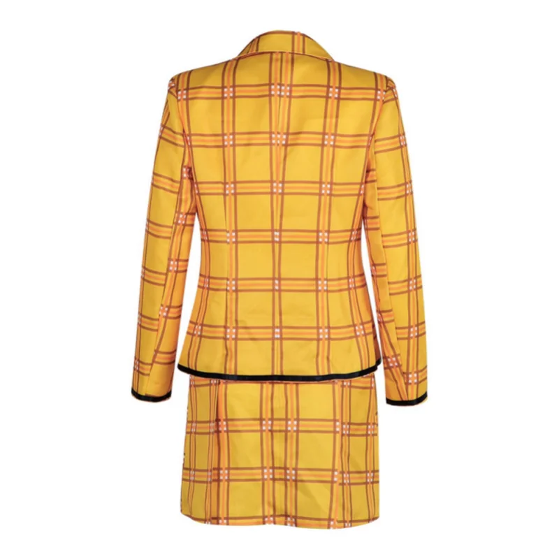 Movie Clueless Cher Horowitz Cosplay Costume Women Girls Yellow Plaid Suit Dress School Uniform Halloween Carnival Party Outfits - view 4