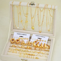 62-Piece Chic Jewelry Set for Women - Includes Earrings, Rings & Necklaces with Heart, Butterfly, Geometric Designs Jewelry Gift