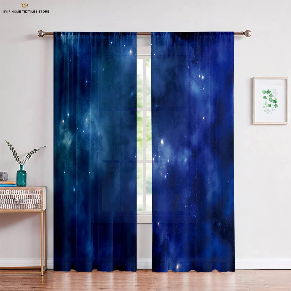 Dreamy Starry Sky Scenery 3D Printed Polyester Fiber Curtains, Custom Curtains, Suitable for Bedroom,Living Room Decoration