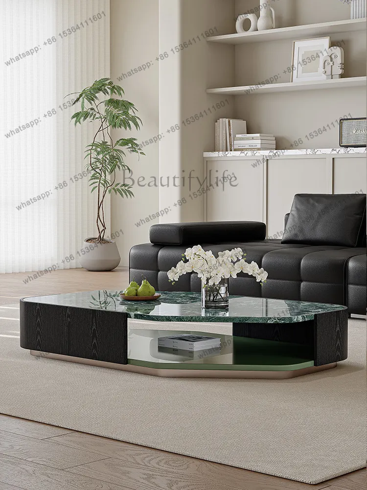 LD Italian Minimalist Natural Coffee Table Marble Living Room Light Luxury Household Tea Table