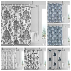 Home shower curtains bathroom Decora waterproof fabric non-slip bathmat water absorption curtain Modern nordic Merry Christmas