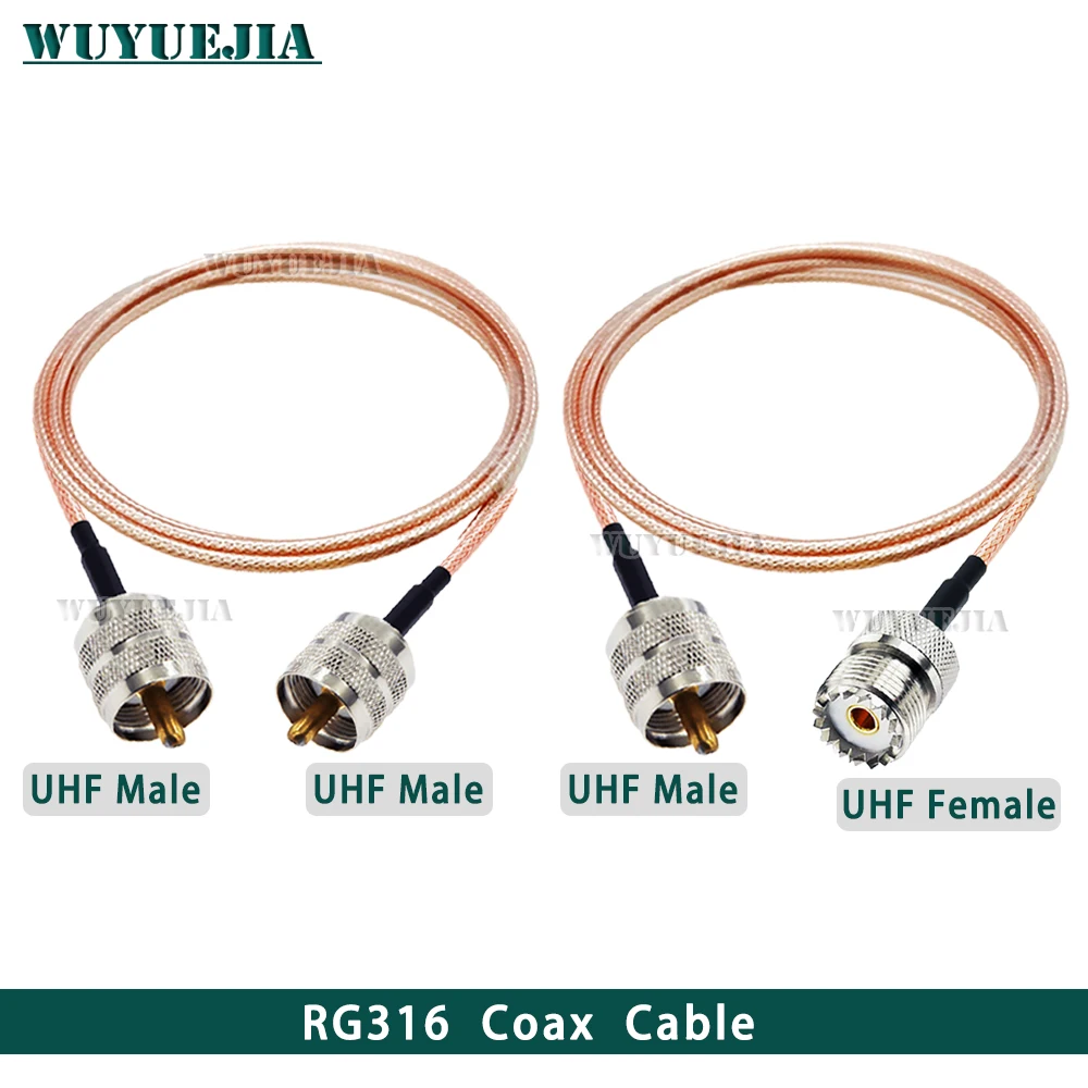 SO239 PL259 RG316 Coax Cable SL16 UHF Male Plug to UHF Female Jack Jumper Pigtail 50 ohm Antenna Cable for CB Radio Ham Scanner