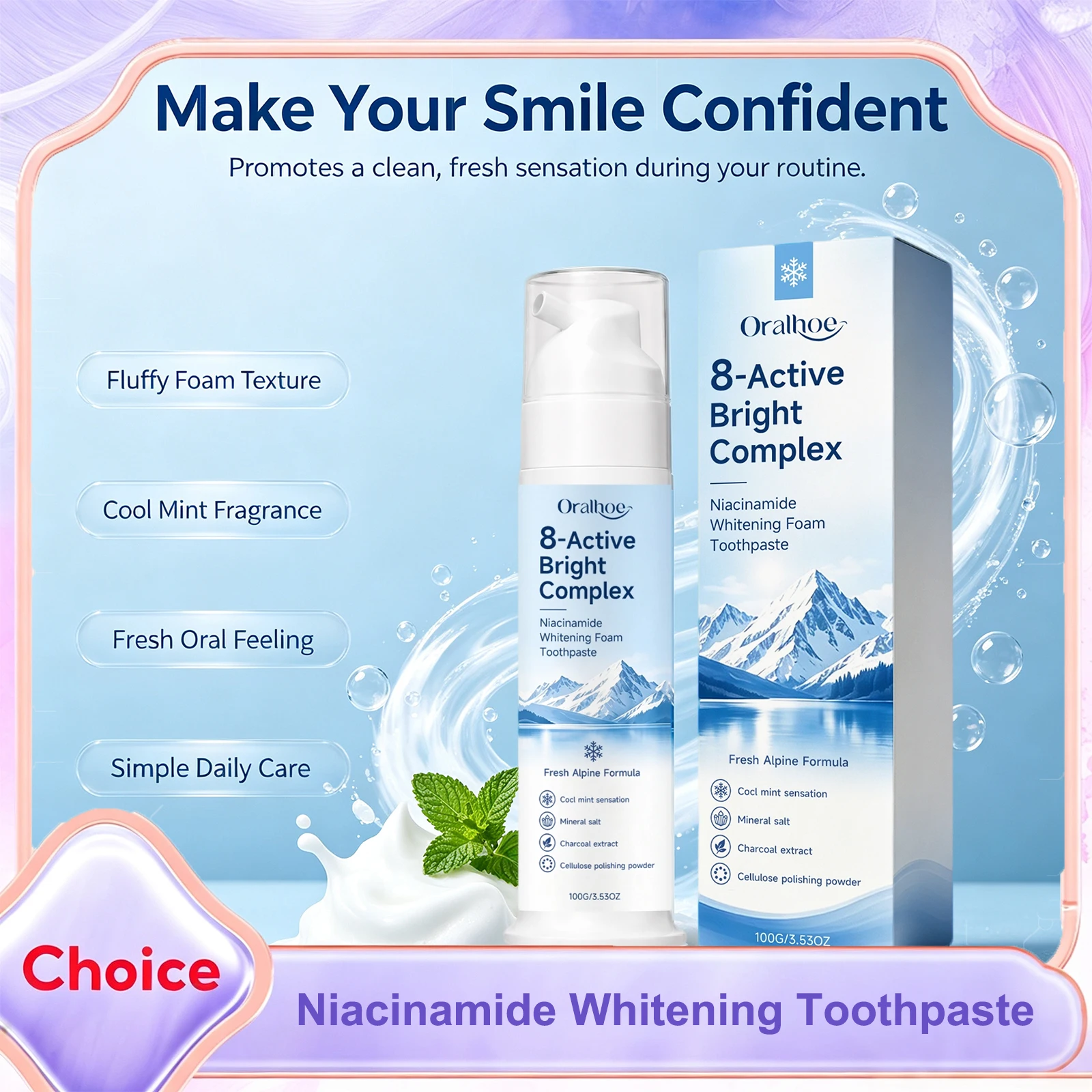 Whitening Foam Toothpaste Nicotinamide Remove Coffee Tea Stain Stains Prevent Cavities Fresh Breath Gum Oral Care Dental Mousse