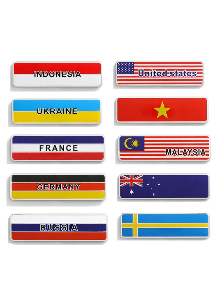 3D Aluminum Car Sticker Europ Greece France Italy Germany USA UK Sweden  Korea Flag Emblem Badge Motorcycle Accessories