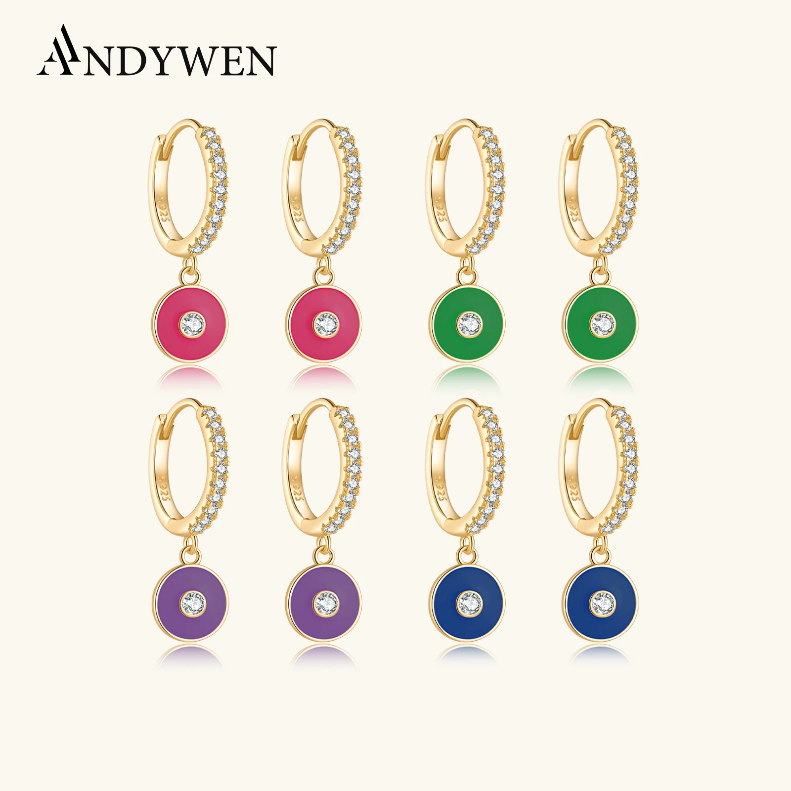 ANDYWEN-pendientes de plata de ley 925 para mujer, Piercing de oro turquesa, Pendiente de gota, joyería de cristal de moda para mujer, fiesta de lujo