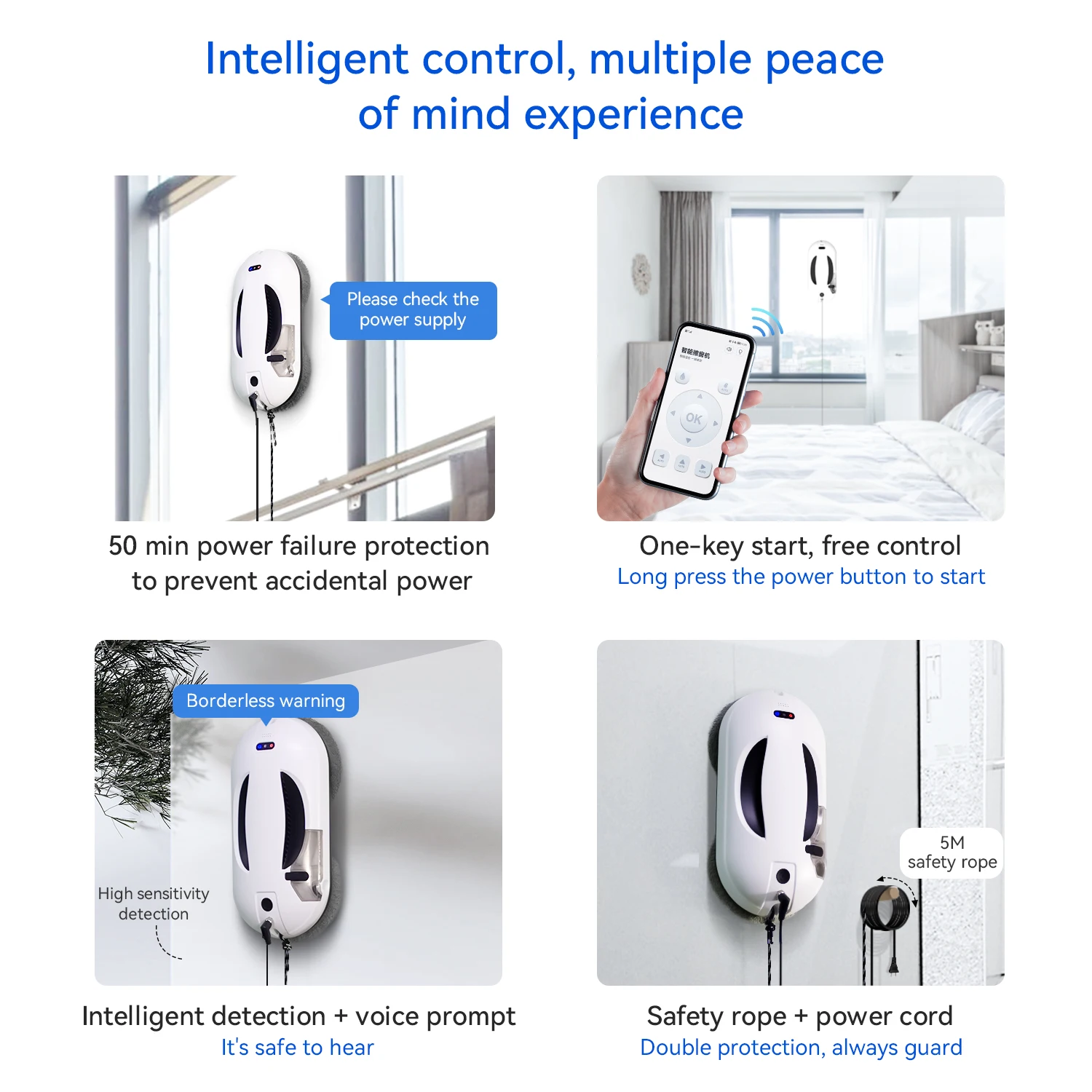 7.7cm Ultra-thin Water Spray Window Cleaner with App Control High Suction Robotic Glass Window Washer