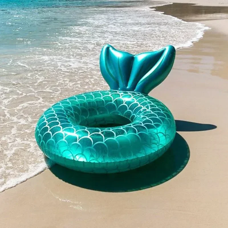 Inflatable Swimming Ring Mermaid With Backrest Pool Floaters for Adult Teens Water Play Tube Swimming Mattress Pool Toys