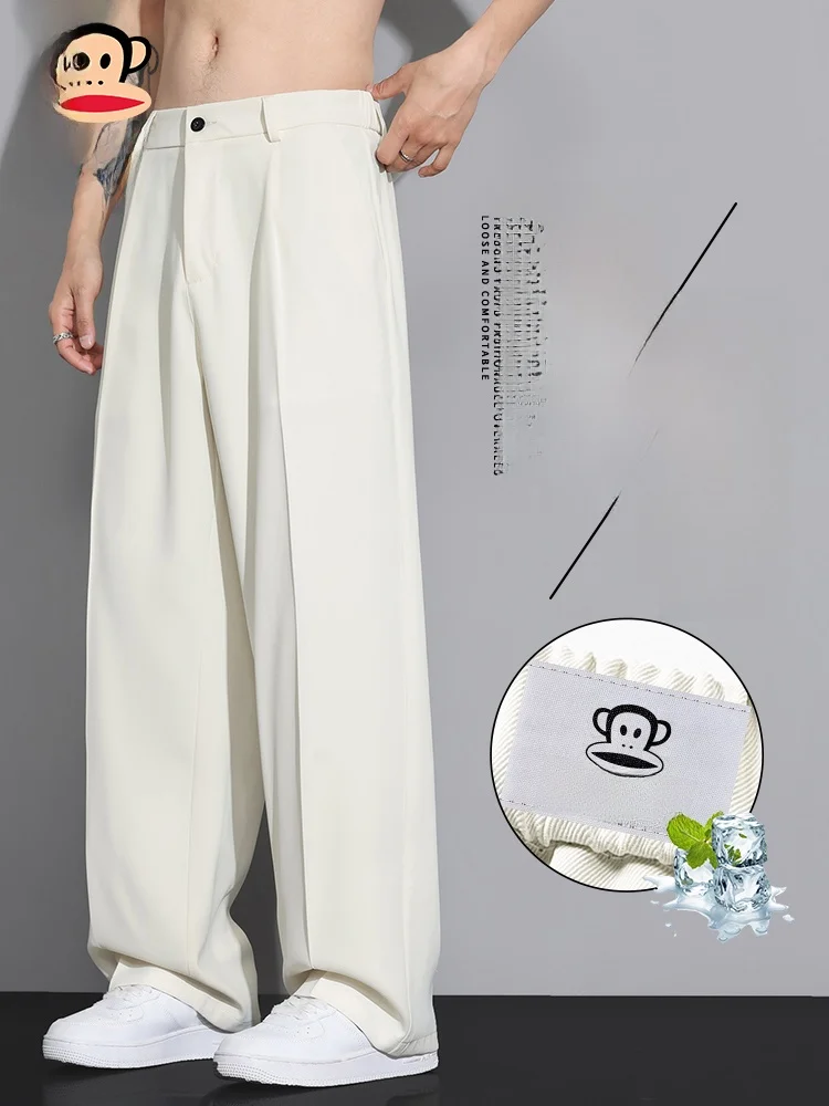 

Мужские летние тонкие прямые брюки Paul Frank Ice Silk Drapey Suit Pants, свободные повседневные брюки, молодежные прямые леггинсы Vitali Sle