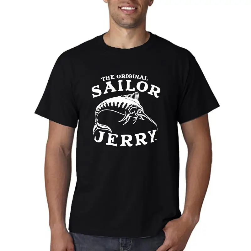 SAILOR JERRY Tattoo SJ Marlin Fish Slim Fit Navy T-Shirt S-3XL NEW  T shirts Hipster Cool O Neck Tops