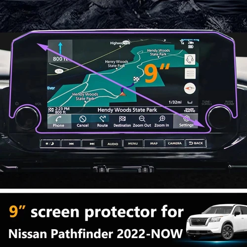 Imagen 1 del producto Accesorios de pantalla de navegación GPS para coche de 9 pulgadas para Nissan Pathfinder 2022-2025 película protectora de vidrio templado resistente a los arañazos