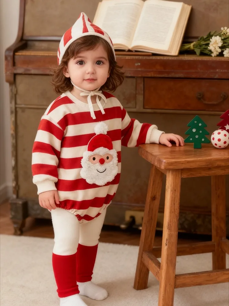 

Милые осенние и зимние короткие комбинезоны, новый корейский детский комбинезон, новая рождественская одежда, детские комбинезоны, сумка, пердежная одежда со шляпой