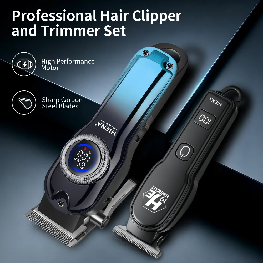 HIENA 3-in-1 Barber Kit Cordless Hair Clipper T9 Trimmer Electric Foil Shaver Rechargeable Men Haircut Grooming Set
