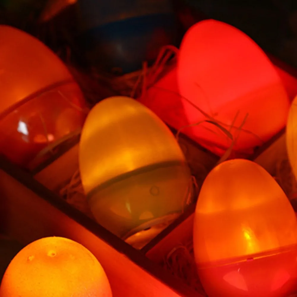 12pcs Electronic Easter LED Light Glowing Reusable Luminous Easter Eggs Warm Light Secure Easter Egg Decoration