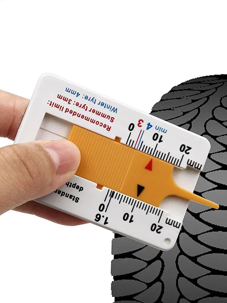 Jauge de profondeur de bande de roulement de pneu 0-20MM, étrier en plastique, règle de bande de roulement, jauge de profondeur de pneu de roue de voiture, outil de mesure de roue de pneu