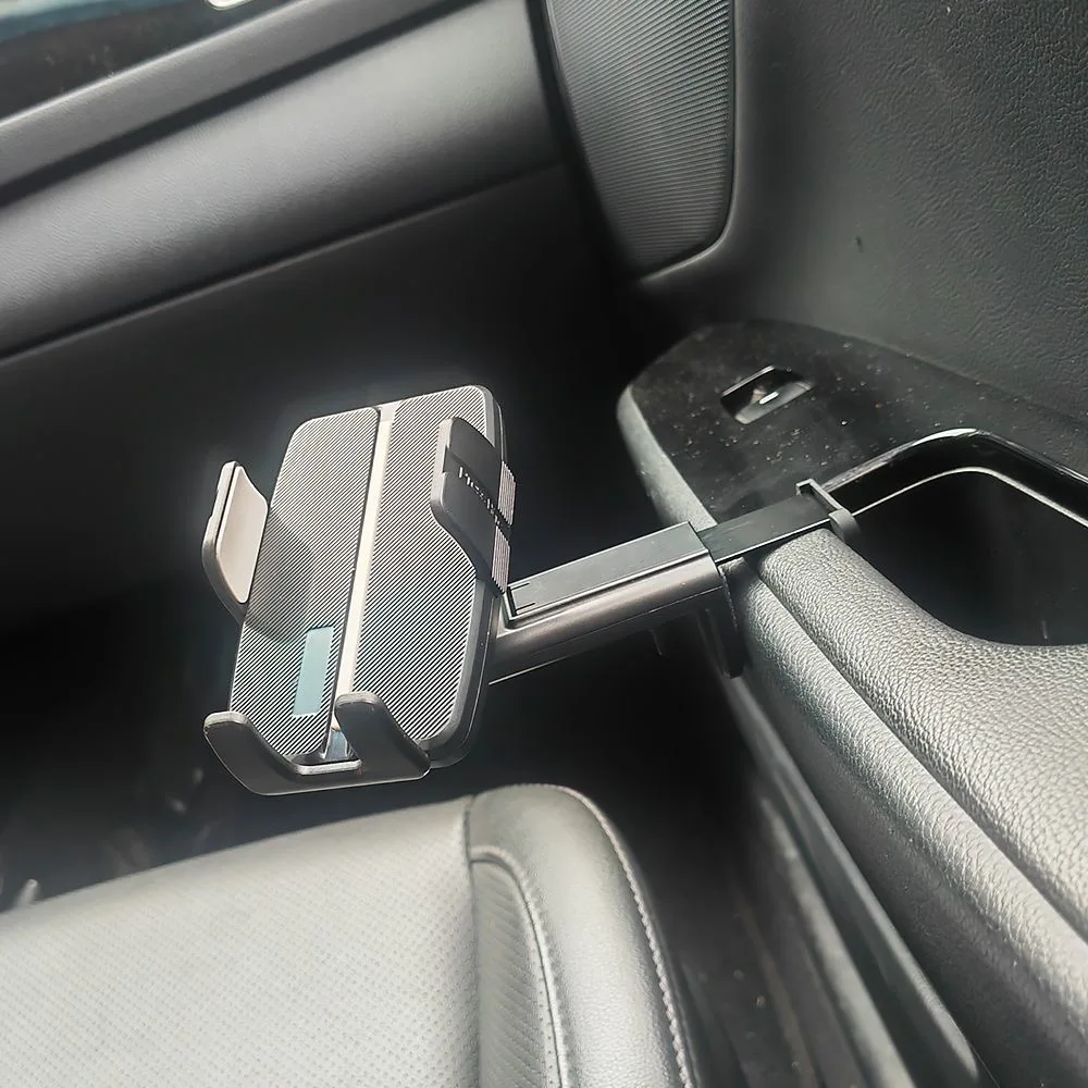 

Car passenger specific mobile phone holder, door handle adjustable buckle clip, door edge stable clamping