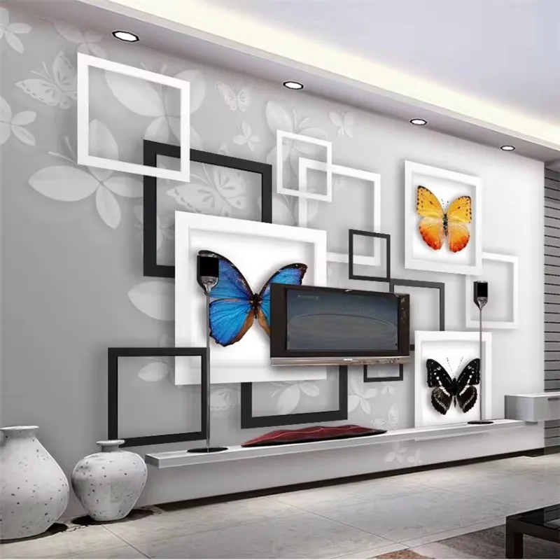 Customized wallpaper 3D geometric abstract fantasy butterfly living room bedroom TV background wall home decor mural behang