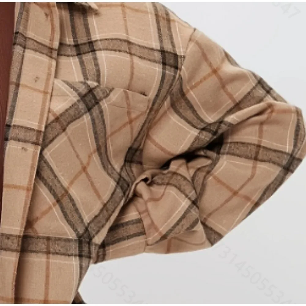 Plus size 1xl-5xl moda feminina xadrez-impressão carcela com lapela gola camisa senhoras casual mangas compridas blusa camisa topo