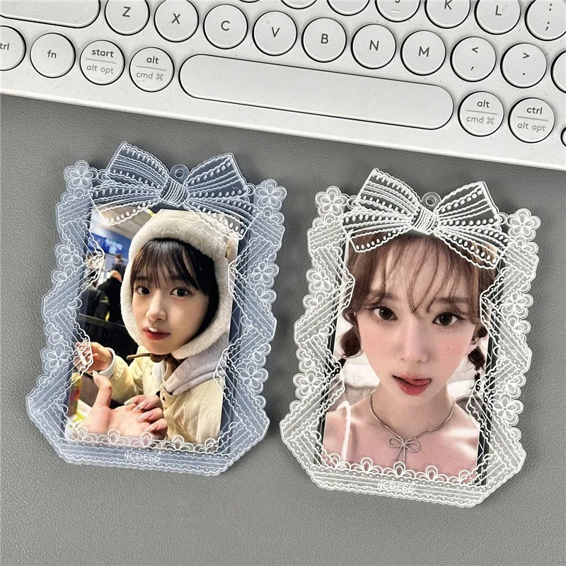 Teens Girls Lace Card Holder Acrylic Hard Cards Protective Case for Students Fans Anime Stars Photocard Holders 2024 New Lolita