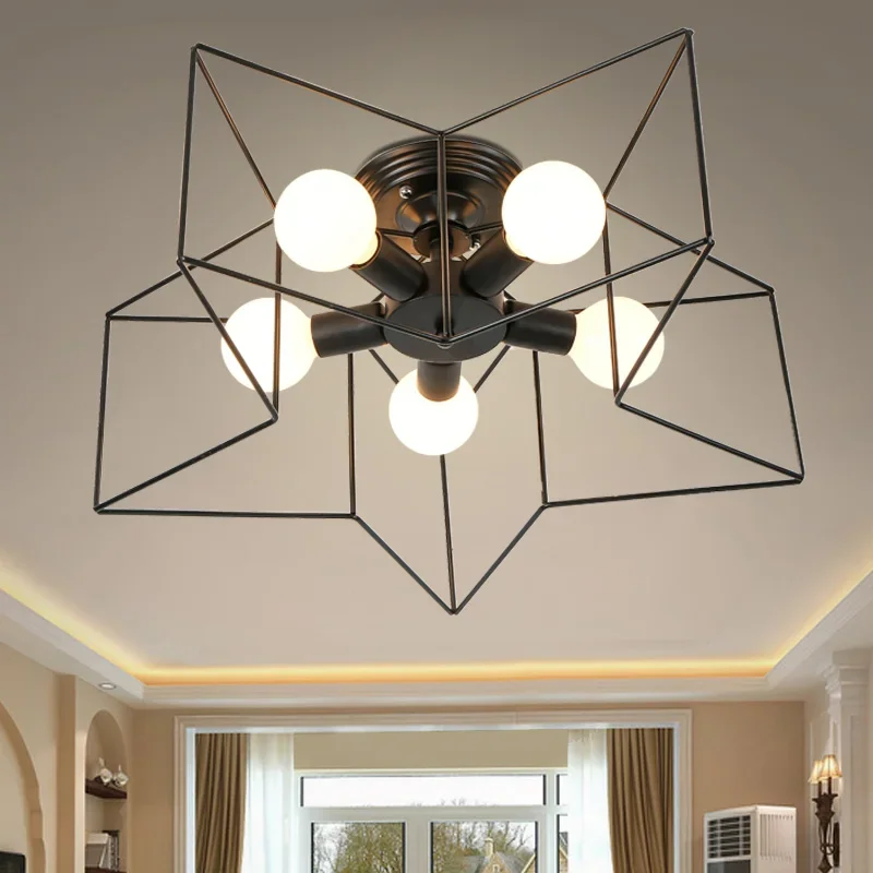 

American Industrial Ceiling Lamp Creative Parlor Minimalist Iron Dining Room Bedroom Children's Room Study LED Lighting Fixtures