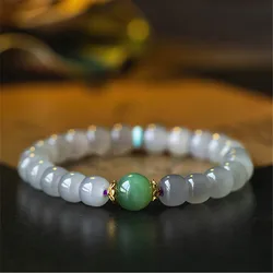 Genuine Natural Purple Color Hetian Jade Beaded Bracelet Bangles for Women Turquoise Spacer Buddha Beads Strand Bracelet Jewelry