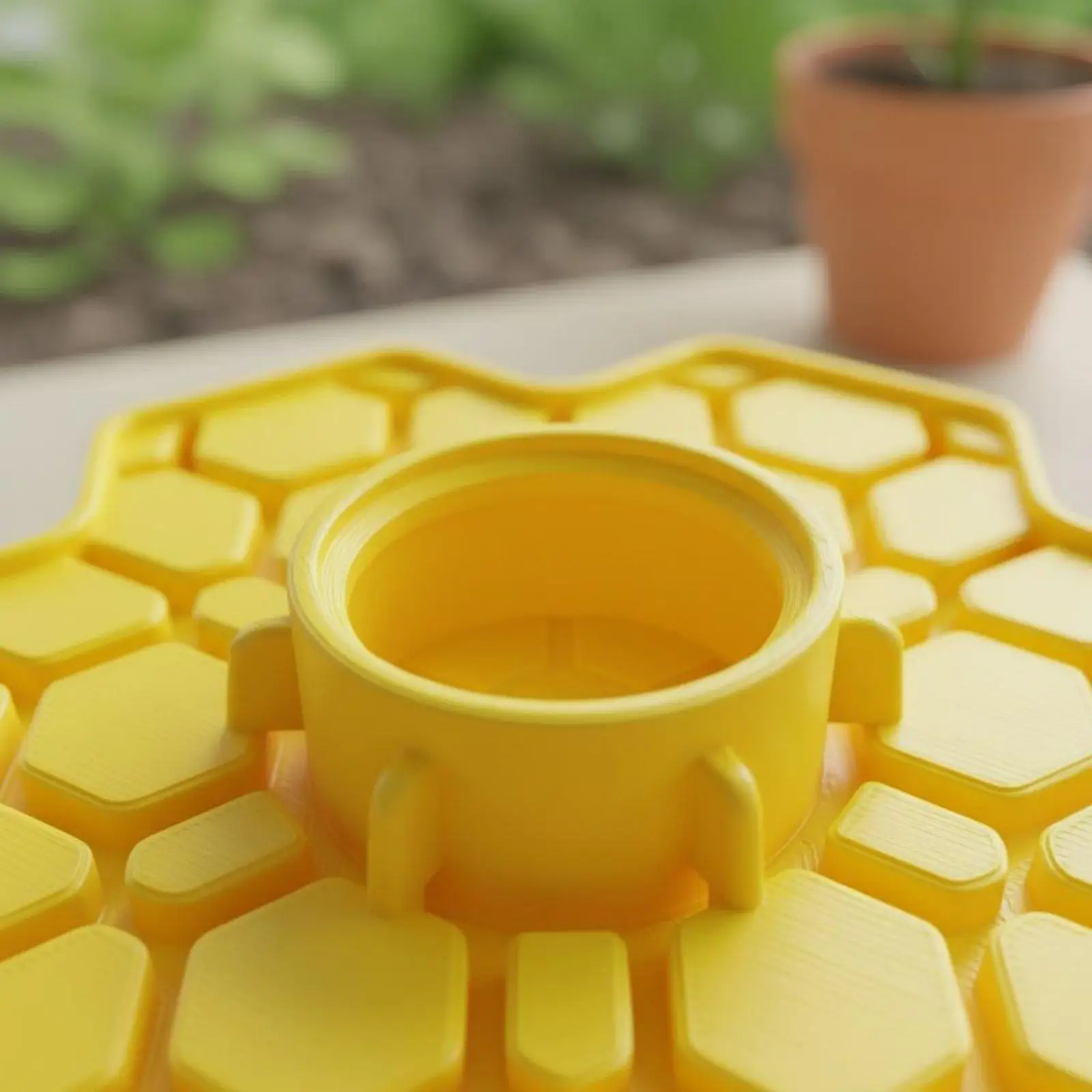 Yellow Bee Feeder Watering Dish for Outdoor Garden Pollinator Habitat Support