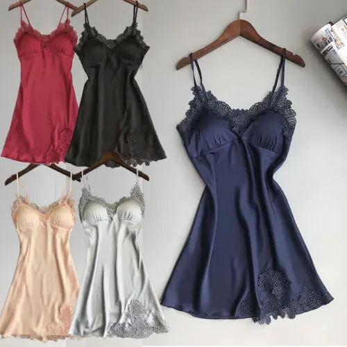 Female Satin Nightgown Lady Sexy Spaghetti Strap Night Dress Women Nighties Sleeveless Sleepwear Nightwear Bridesmaid Dress