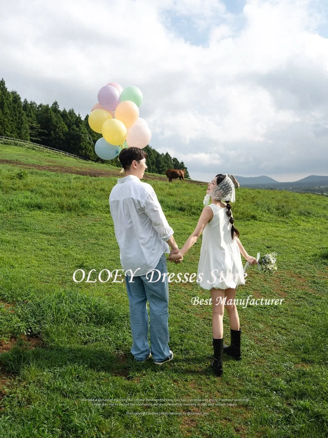 OLOEY اطلاق النار بسيط س الرقبة الساتان بلا أكمام فستان الزفاف الكورية فستان زفاف قصير فستان جنية فستان حفلة موسيقية بسيط صغير #6