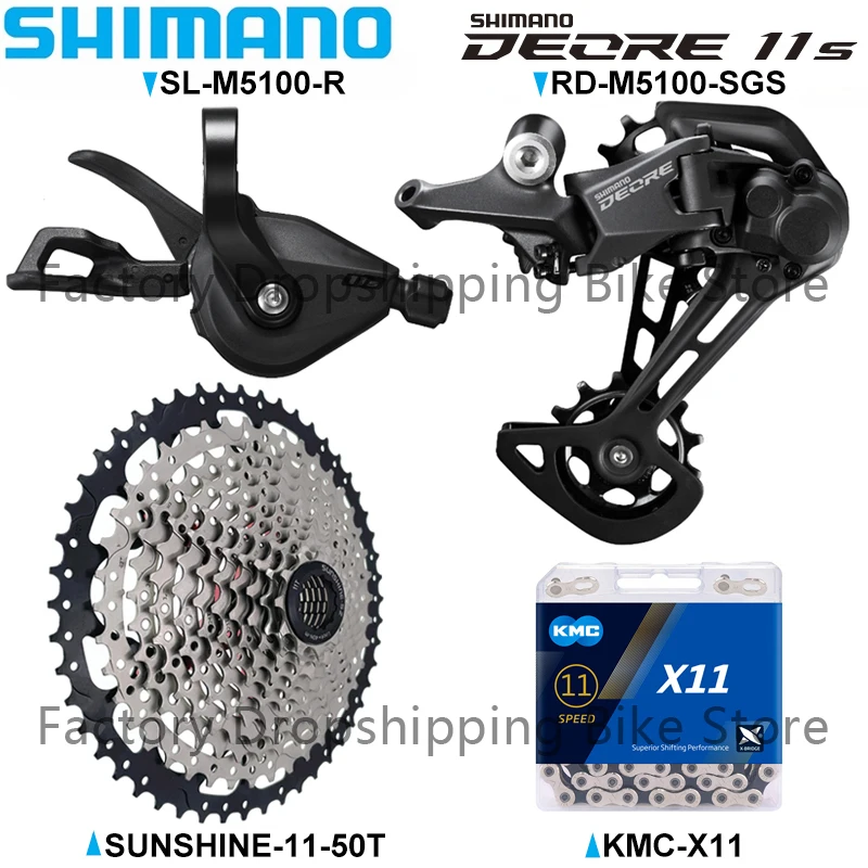 

SHIMANO DEORE M5100 1x11 Speed MTB Bicycle Derailleur Groupset M5120 SGS RD SUNSHINE 42T 46T 50T Cassette X11 Chains