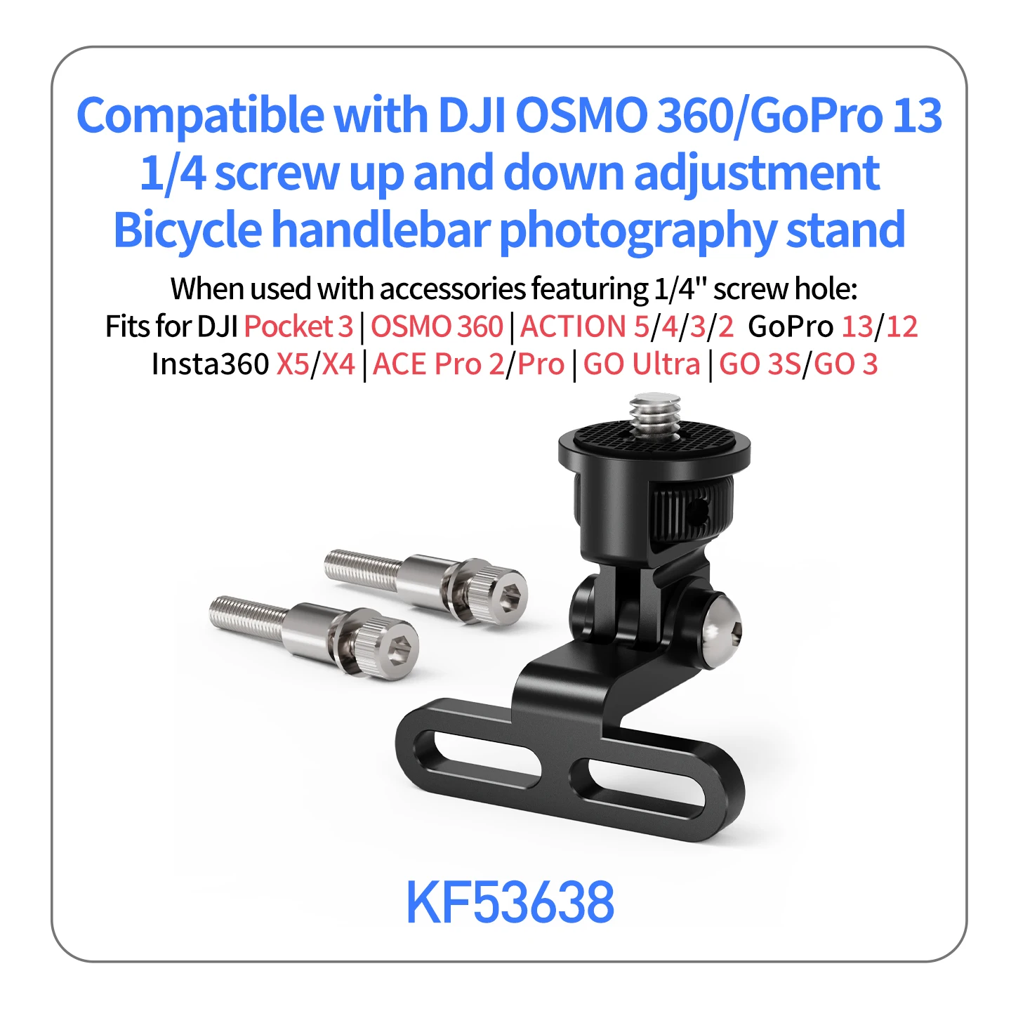 1/4 Schraube Fahrrad Vorbau Kamera Halterung Verstellbare Halterung für GoPro 13 DJI OSMO 360 Action Pocket3 Insta360 Fahrrad Lenker Ständer – Detail 12