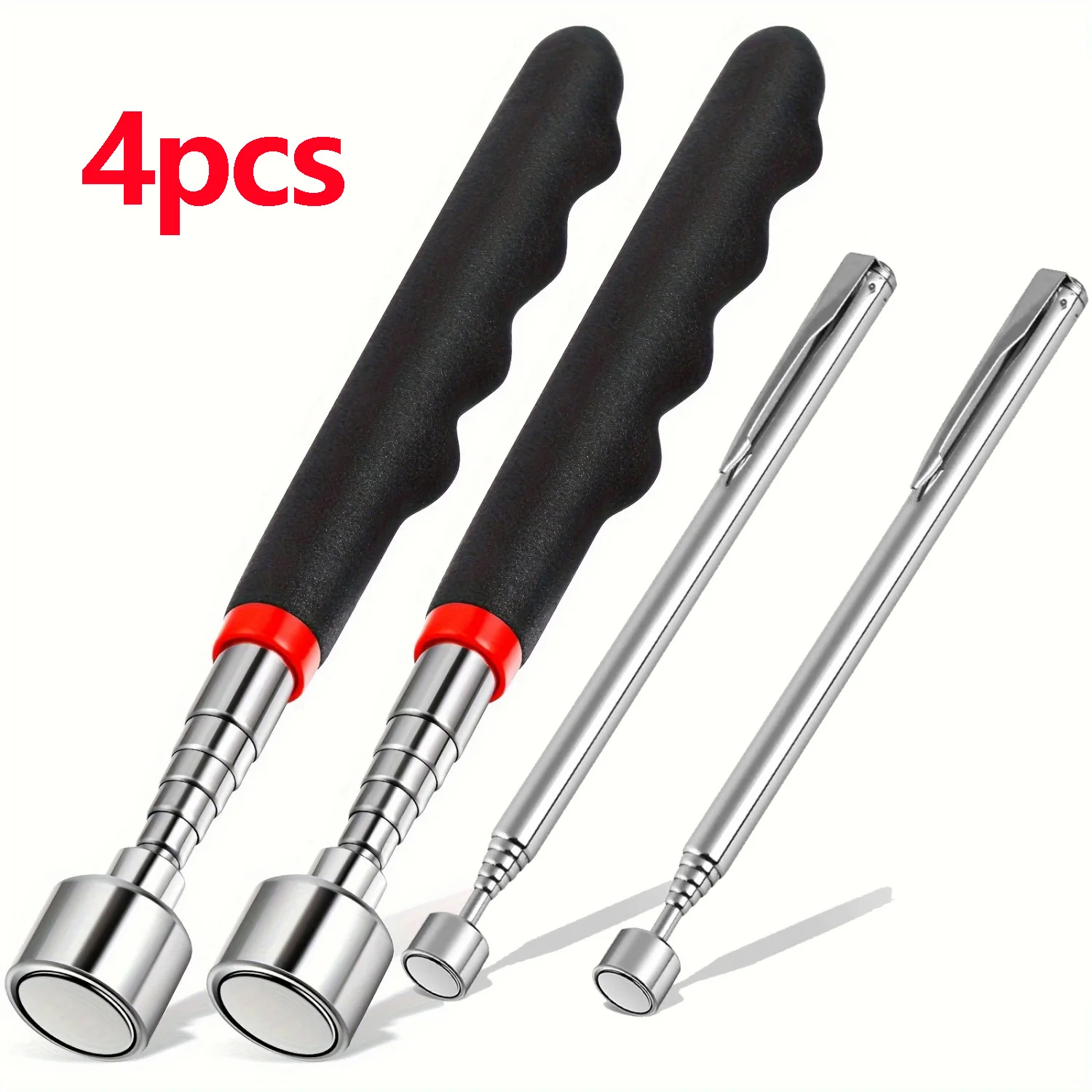 4PCS Telescopic Magnetic Pickup Tool 2 Types Extendable Magnet Stick for Hard to Reach Areas Screw Nut Bolt Mechanic Hand Tools