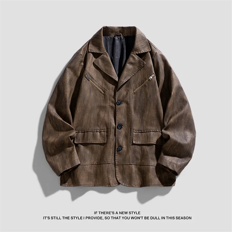 

Your first trendy leather jacket, 2025 autumn/winter new men's motorcycle leather jacket, high-quality casual leather jacket