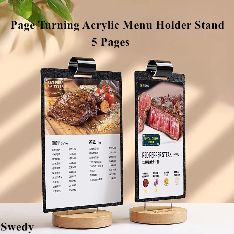 A5 148X210MM Tabletop Menu Sign Holder Display Stand For Restaurants Stores Page Turning Price Label Poster Flyer Frame Board