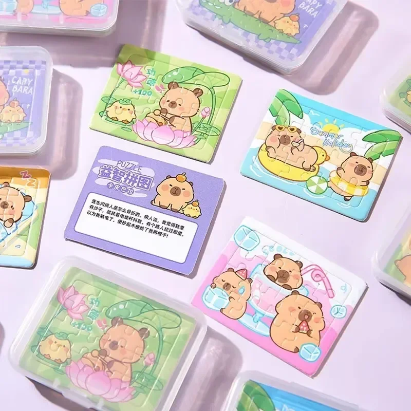 Rompecabezas de papel de capibara de animales de dibujos animados, rompecabezas educativos para niños, recuerdos, premios escolares, accesorios de fotografía, 5-100 Uds.