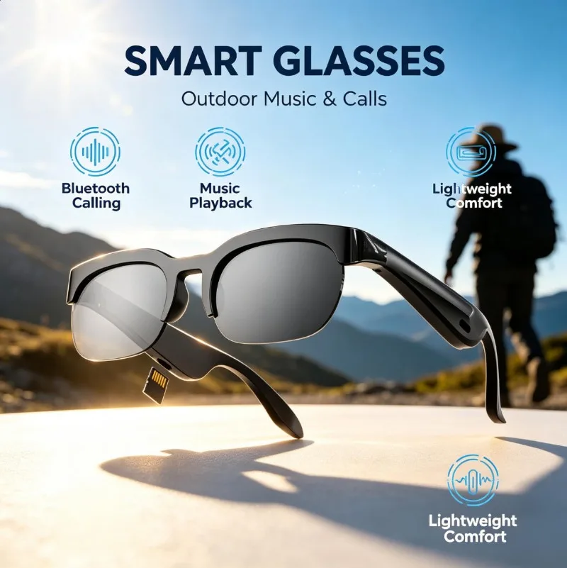 Smart Glasses Bluetooth Calling Music Playback Lightweight Comfort Outdoor Sports Smart Sunglasses for Men Women