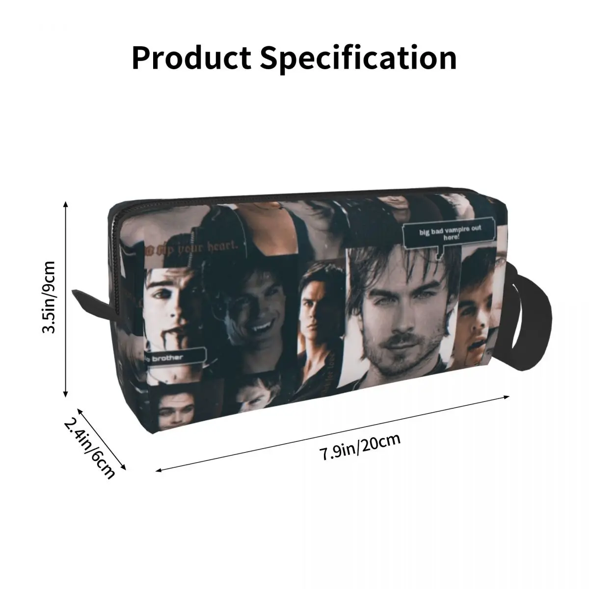 Travel Damon Salvatore The Vampire Diaries Toiletry Bag Cute Fantasy Film Makeup Cosmetic Organizer for Strage Dopp Kit Case