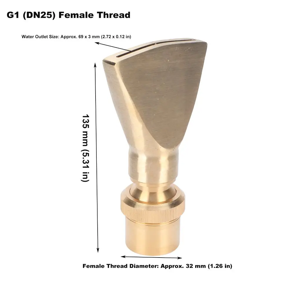 G1/2 Female Thread G3/4 Male Thread Fan Shaped Fountain Nozzle G1 Female Thread Gold Fountain Sprinkler Easy To Install
