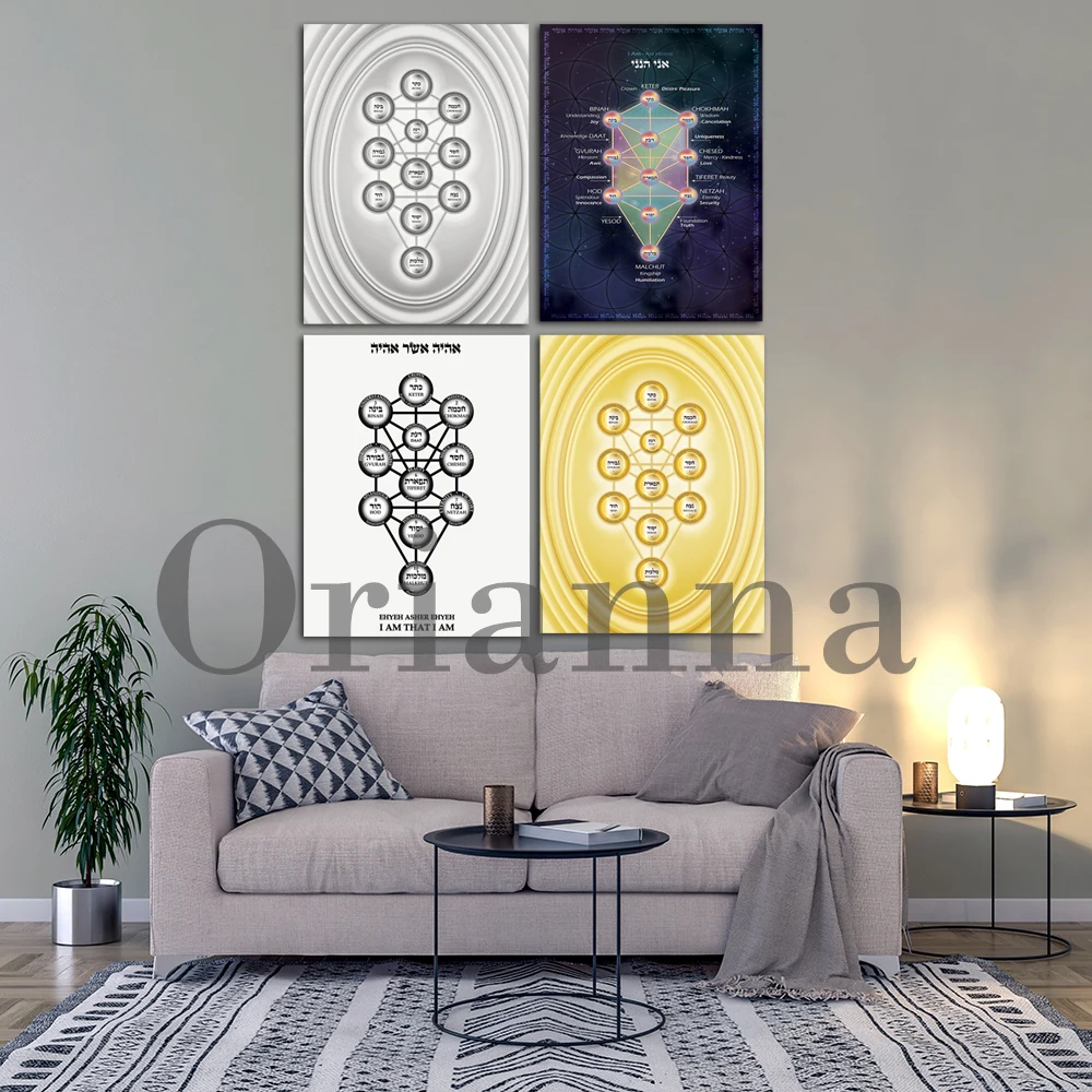 Kabbalah Tree Of Life - Ten Sephiroth - Sefer Hayetzirah - Mystical - Poster - Sacred Geometry - Wall Art - Canvas Painting