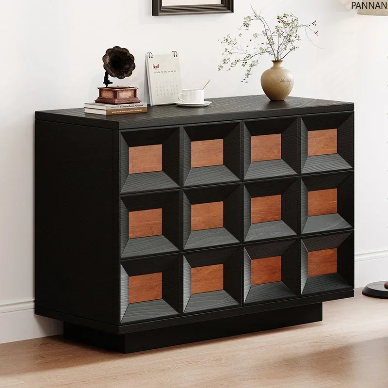 Color matching bucket cabinet, living room storage, sofa side cabinet, solid wood six-bucket bedroom, bedside cabinet, medieval