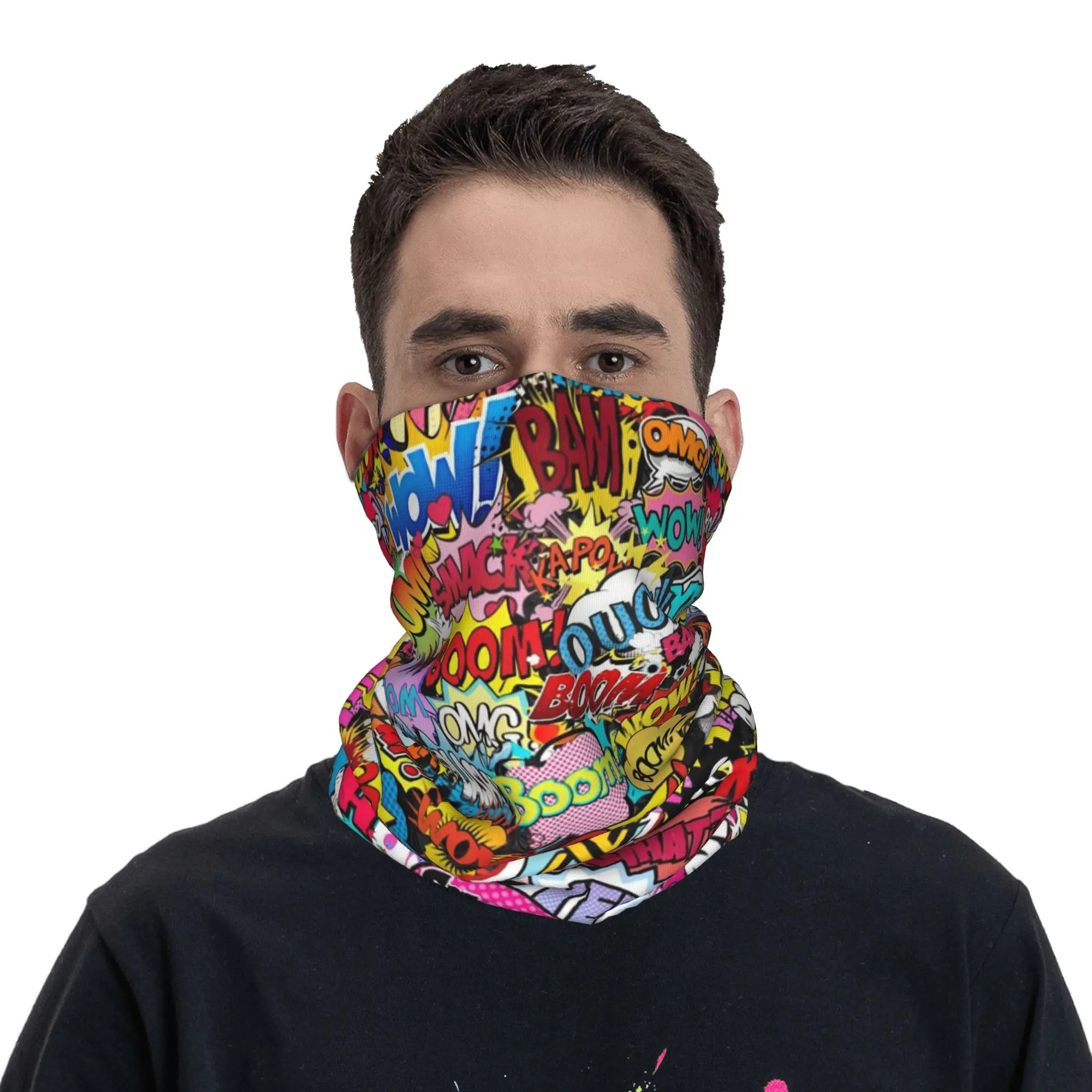 

Fun Street Graffiti Comic Pop Art Bandana Neck Cover Printed Face Scarf Multifunction Balaclava Cycling For Men Women Adult