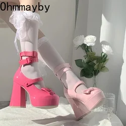 Chaussures Mary Janes à plateforme pour femmes, chaussures Lolita à talons hauts pour filles, style japonais peu profond, mode