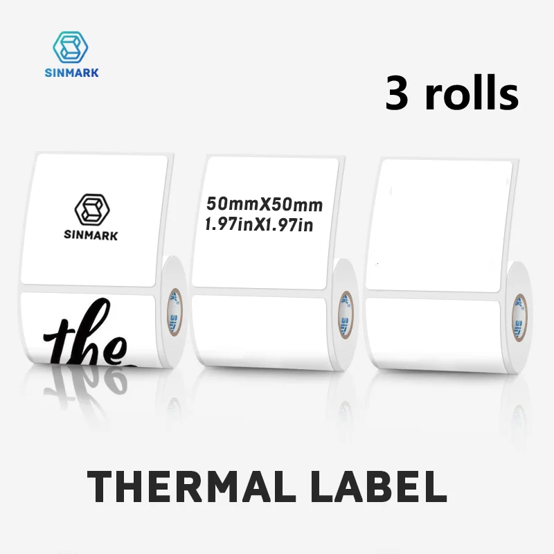 

50x50mm White Thermal Label Sticker 3 Rolls Blank Self-Adhesive Label Paper Handmade Tag Envelope Sealing Stickers Stationery