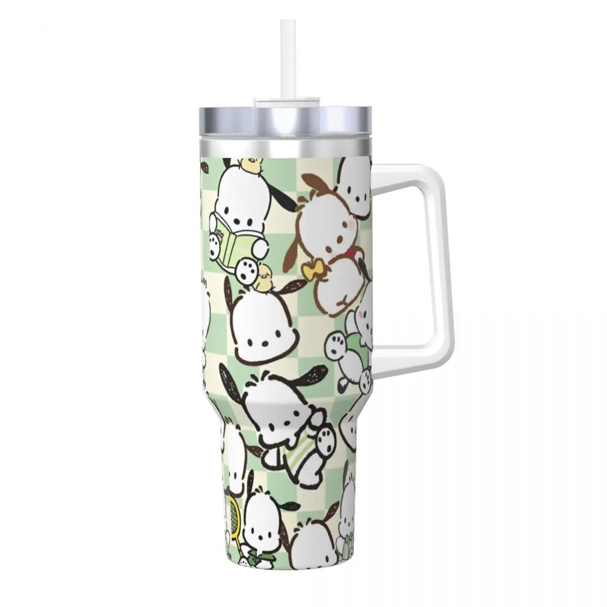 Cute Pochacco Dog Tumbler Sanrio Cold Drink Water Bottle Portable Stainless Steel Thermal Mug Graphic Camping Car Mugs