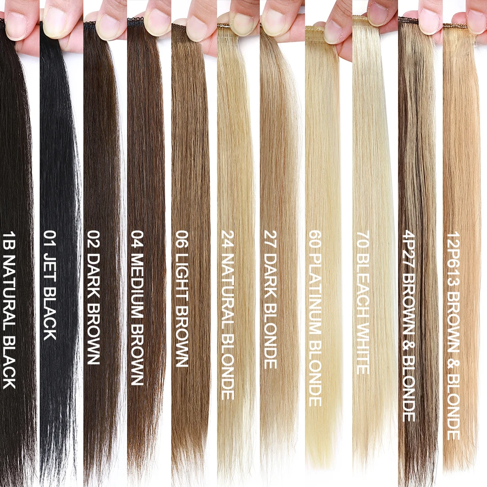 100% Human Hair Invisable Straight Hair Pads Clip In One Piece 2Clips Increase hair volume Hair Extensions Top Side Cover